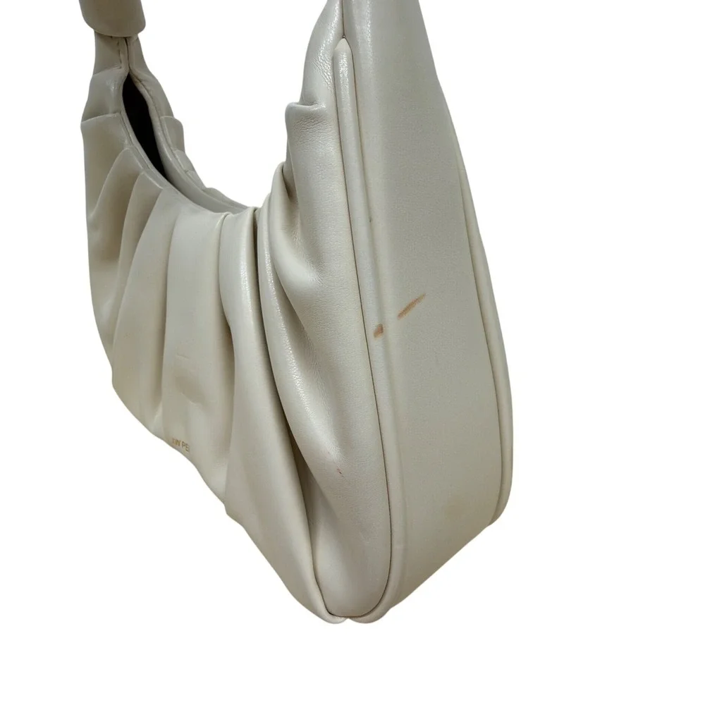 JW PEI Ruched Handle Shoulder Bag Ivory Vegan Leather‎ Hobo Purse